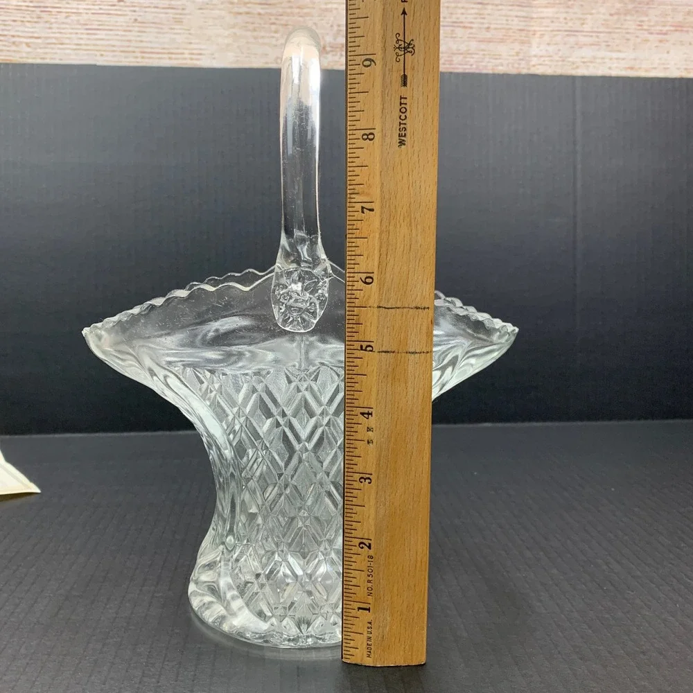 Princess House 530 Crystal‎ Basket Vintage Diamond Pattern Made in USA
